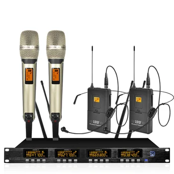 

Wireless microphone system frequency adjustable professional UHF dual handheld dual lavalier microphone wireless karaoke