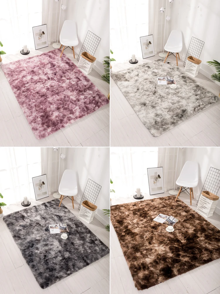 Ковер спальня полный прекрасный гостиная нордическая ins чистая красная прикроватная журнальный столик диван пестрый градиент плюшевый коврик