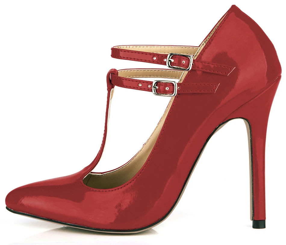 Spring Autumn New 12cm High Heel Pumps Patent Fashion Women Stiletto T-Strap Pointed Toe Sexy Party Dress Lady Shoes 3-i2 Spring Autumn New 12cm High Heel Pumps Patent Fashion Women Stiletto T-Strap Pointed Toe Sexy Party Dress Lady Shoes 3-i2