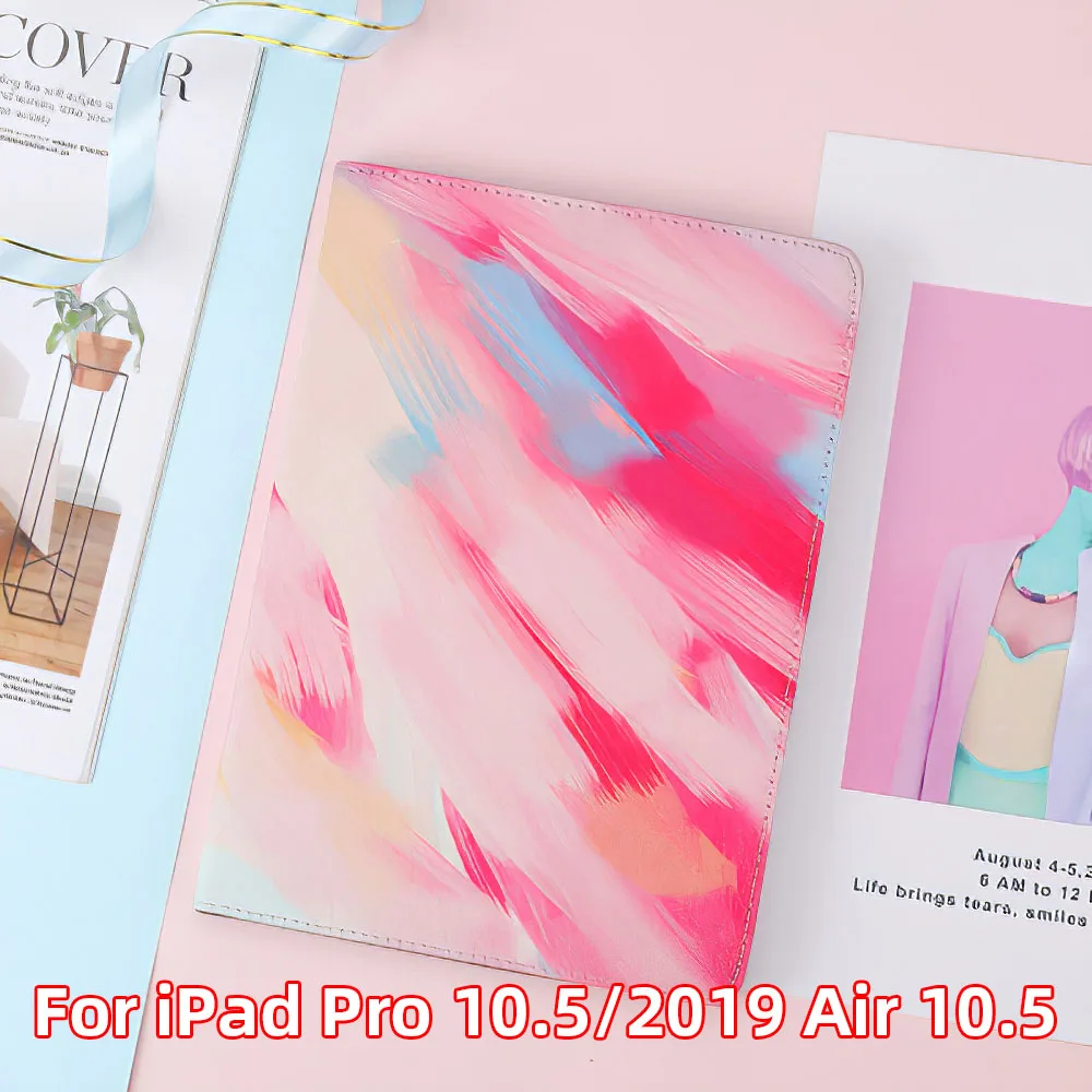 Oil Paint Pro 10.5 Акварель Мрамор флип стоячий чехол из PU искусственной кожи для Ipad Mini 1 2 3 4 Ipad 5 Air Ipad 1 2 pro10.5 воздуха 10,5 и функцией автоматической блокировки и разблокировки крышки - Цвет: Oil Paint Pro 10.5