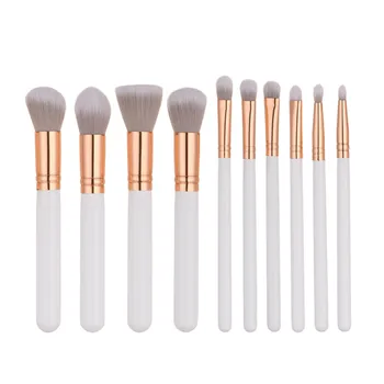 

10PCS Makeup Brushes Set White Gold Handle For Powder Contour Blusher Liquid Cream Eyeshadow Cosmetics Brushes tools T10013