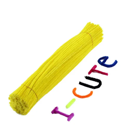 100 шт 30 см синель стебли трубы Очистители дети плюшевая обучающая игрушка красочные трубы очиститель игрушки ручная работа, сделай сам, ремесло поставки - Цвет: Yellow
