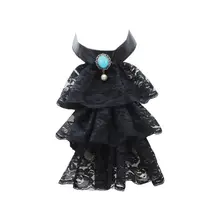 Три слоя оборками волна кружева Поддельный Воротник Подвеска с имитацией бриллианта колье галстук-бабочка