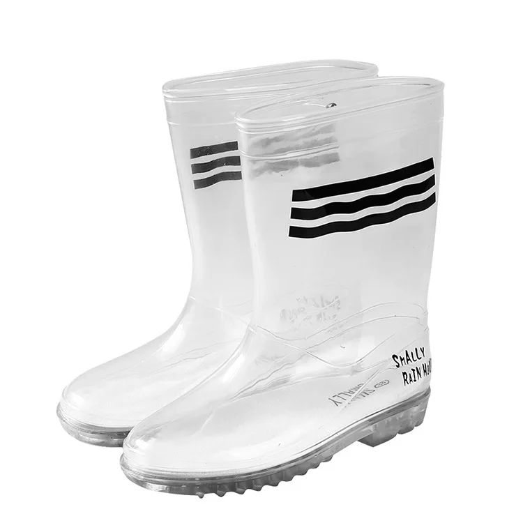 Непромокаемые сапоги для мальчиков и девочек; нескользящая обувь для детского сада; детская легкая прозрачная обувь в белую полоску; непромокаемая обувь;#12-15