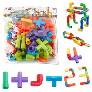 

Hot Colorful Water Pipe Building Blocks For Children DIY Assembling Pipeline Tunnel Model Toy Learning Educational Gift