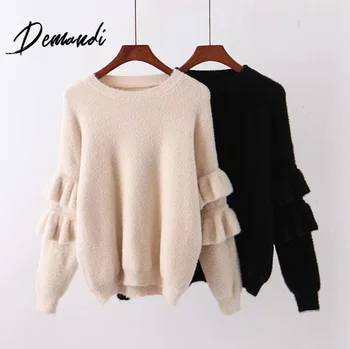 

Demandi sweater women's autumn and winter new Ruffle decoration leisure fashion commuter atmosphere sweater