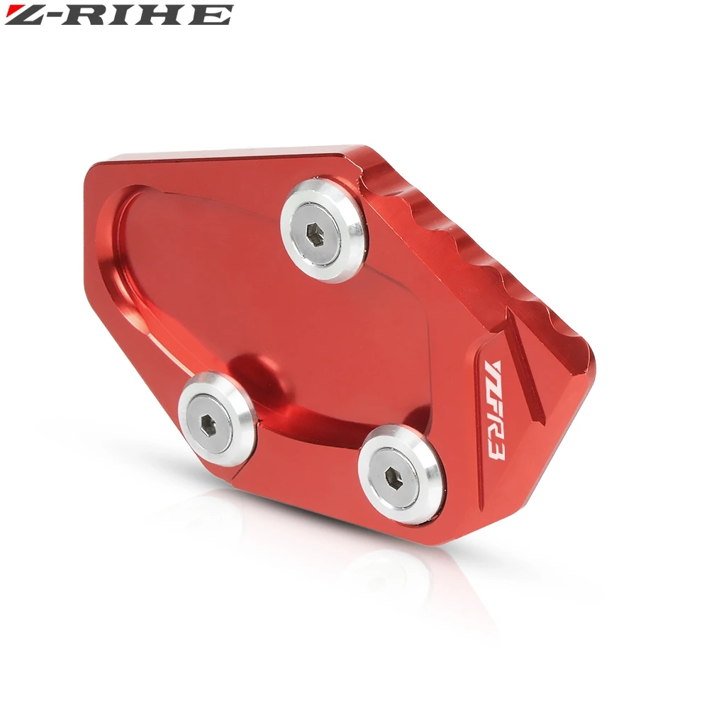 For Yamaha YZF R3 YZF-R3 Motorcycle CNC Aluminum Foot Kickstand Extension Pad Plate Side Stand Enlarger YZF R3 LOGO