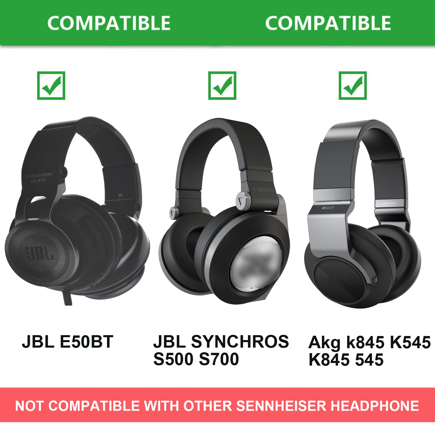 Накладки для наушников BGWORLD из кожзаменителя и пены с эффектом памяти JBL E50BT SYNCHROS