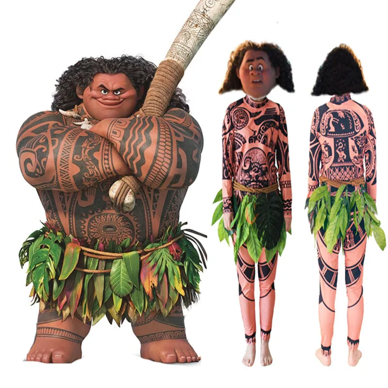 Costume De Famille Moana Maui Pour Adultes Et Enfants Tenue De Cosplay Tribal Drole Pour Hommes Femmes Enfants Garcons Top Et Pantalon Perruques Ensemble De Fete D Halloween Aliexpress