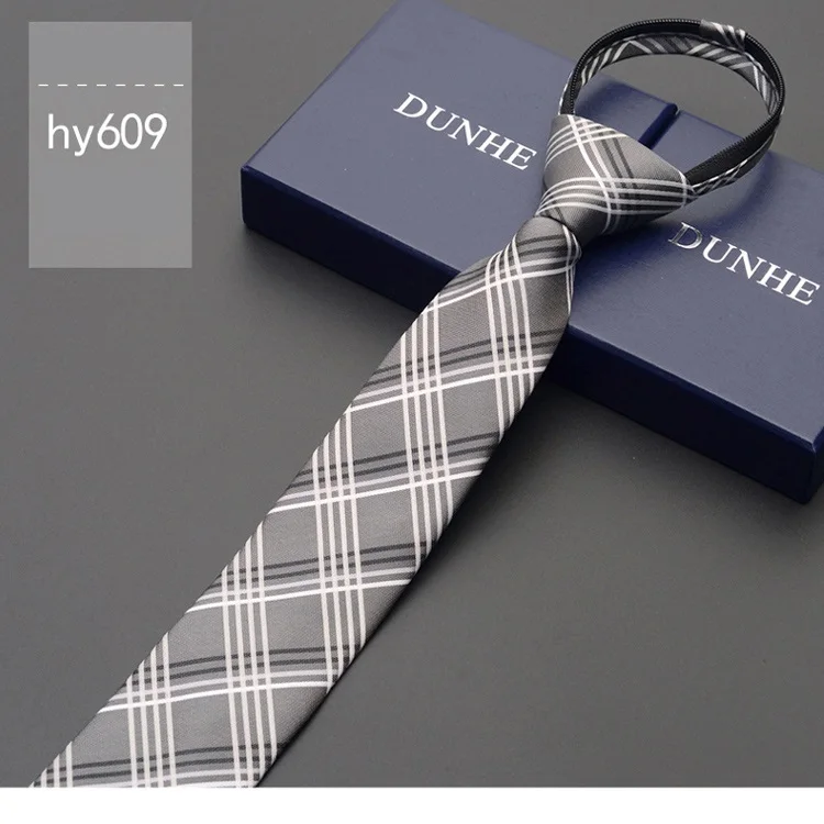 High Quality New Designers Brands Fashion Business Casual 6cm Slim Ties for Men Zipper Necktie Wedding Work with Gift Box