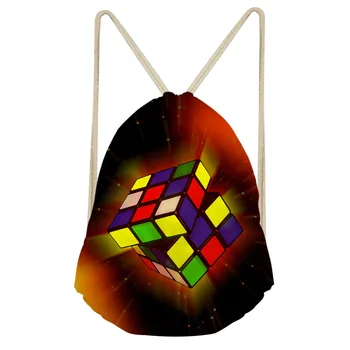

Aulaygo Teenagers Drawstring Bag Image Rubik's Cube Printing Fashion Kids Logo Custom Package Cool Travel String Pouch Mochilas