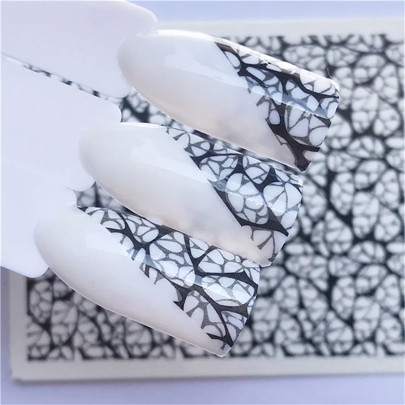 Black Sexy Lace Nail Art Water Transfer Nail Tips Decal Temporarily Tattoo Watermark Sticker Decor Tool 1 Sheet