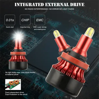 

H11 8-Sides H8 H9 LED Headlight Bulb Kit 200W 30000LM Mini CSP Fog Light