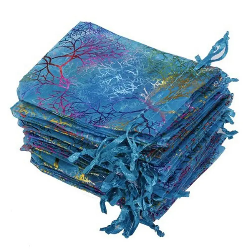 HOT-100pcs 10x15 см мешочек для украшений из органзы Свадебная вечеринка любимые подарочные пакеты(100 шт