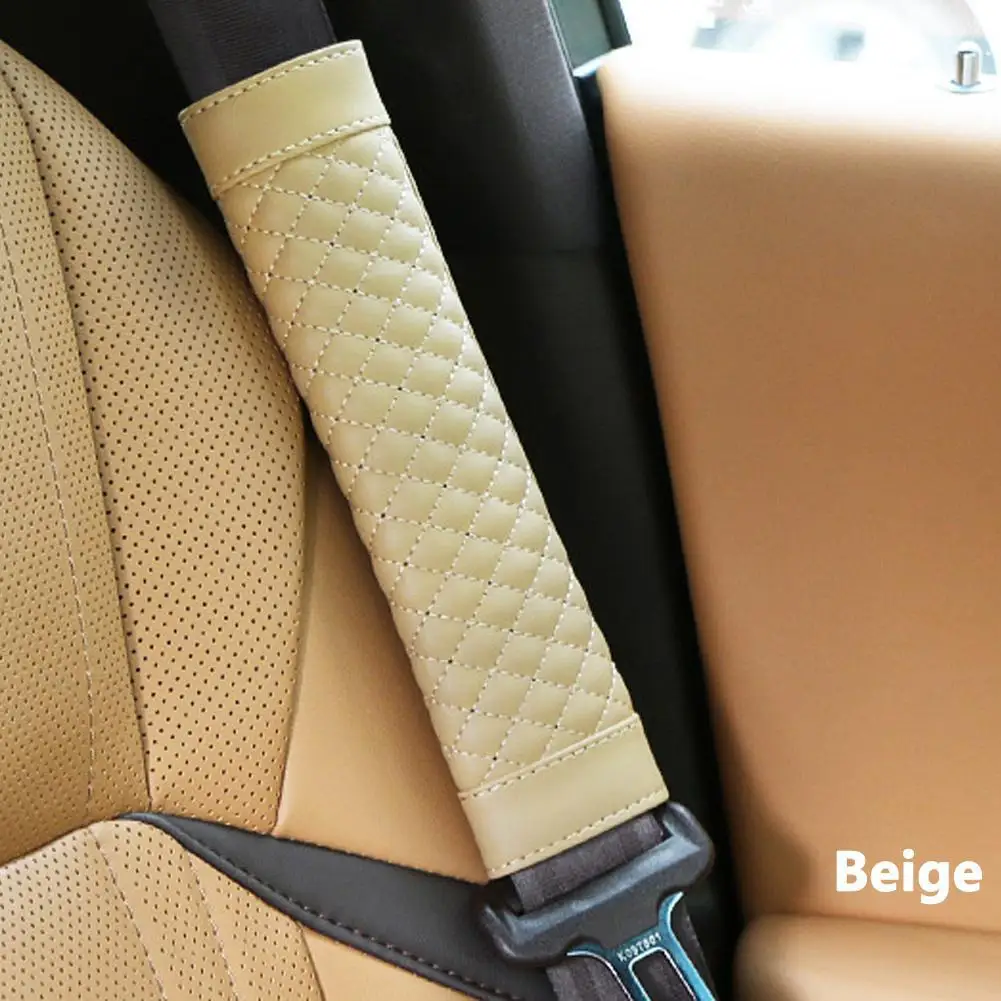 Beige 1 пара автомобильный ремень безопасности крышка регулятор автомобильный ремень безопасности детская защита для ребенка позиционер Подушка на голову Наплечная накладка - Название цвета: Beige