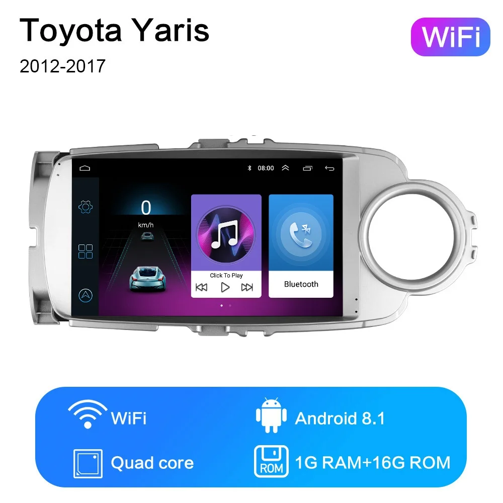 2G+ 32G " 2din Android 8,1 GO автомобильный dvd-плеер для Toyota Yaris 2012 2013 20014 автомобильный Радио gps навигация wifi - Цвет: WiFi 1G-16G