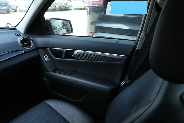 4 шт. мягкое углеродное волокно для Mercedes Benz C Class W204 2008- внутренняя отделка дверей панель Крышка отделка наклейки автомобильный аксессуар
