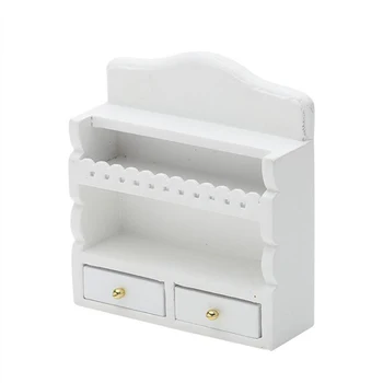 

1pc Wooden White Cabinet Doll House Accessories 1:12 Dollhouse Miniature Furniture Toys 6.8 x 2.2 x 7.5cm