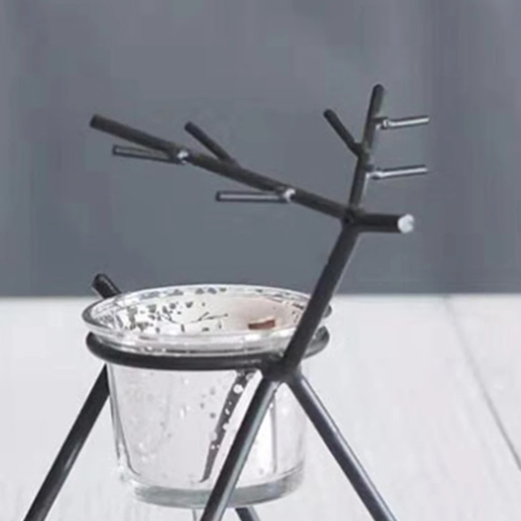 Cute Iron Reindeer Candle Holder Tealight Holder Table Centerpieces Christmas Decoration Photo Prop Home Bar Cafe Ornament