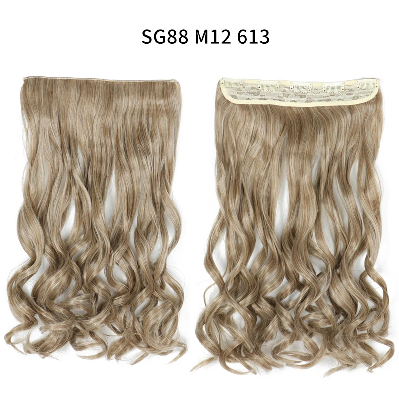 Pervado волосы 2" волнистые синтетические цельные объемные волосы на клипсах для наращивания с 5 клипсами коричневый блонд Омбре цвет балаяж волосы - Цвет: M12613