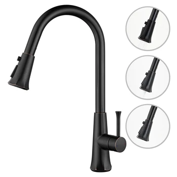 

Kitchen Faucets with 3 Spray Modes Bathroom Basin Sink Faucets Pull Down Sprayer Ceramic Valve Swivel Single Handle Water Tap