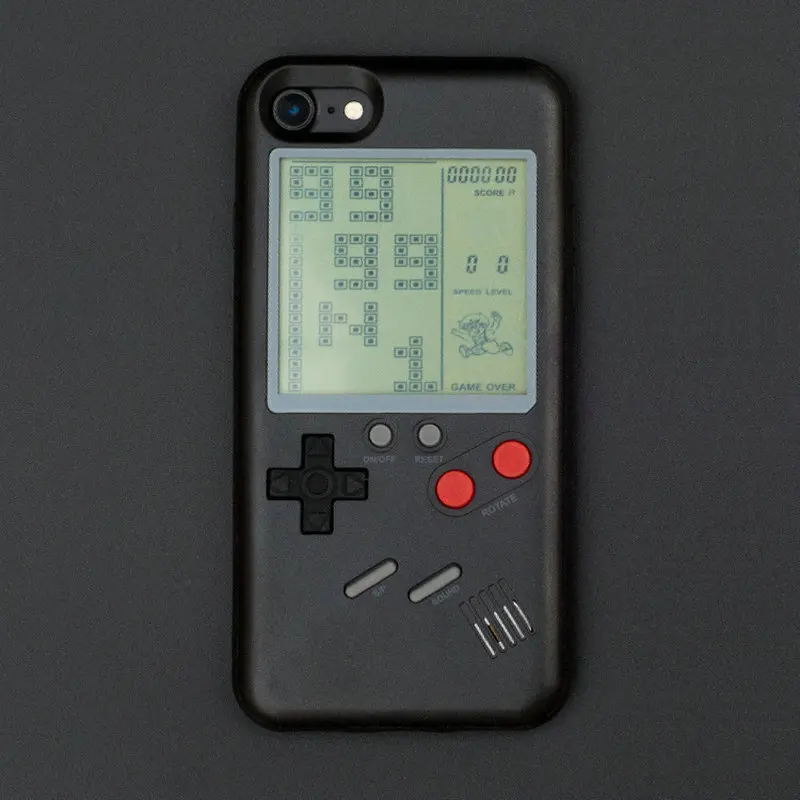 Case For iPhone 6 6s 7 8 Plus Retro Gameboy Tetris Phone Case For iPhone X XR XS Max Soft TPU Can Play Blokus Game Console Cover