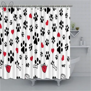 

Aplysia Abstract Bright Colorful Ink Prints with Messy Dog Paws Polyester Fabric Bathroom Shower Curtain Set with Hooks