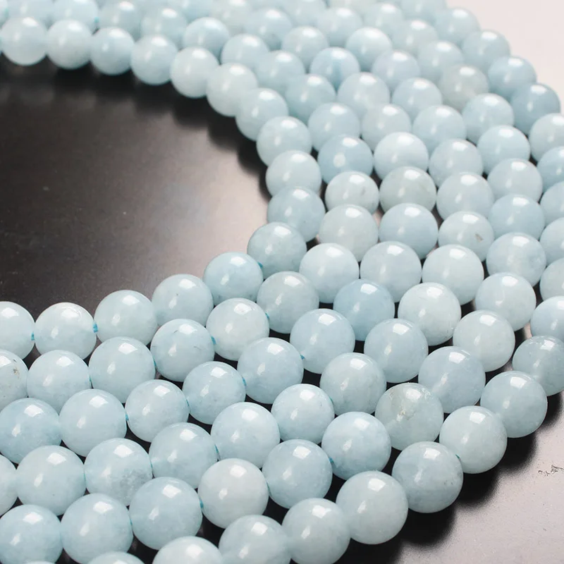 4 Perles En Pierre De Jade - Boules 14mm Bleu Turquoise - Pour Création Bijoux