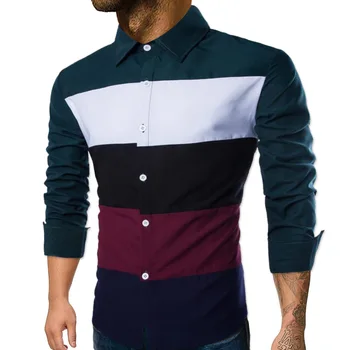 

Y097-2 New Fashion Spring & Autumn Clothing Color Striped Men British Long-sleeved Shirt