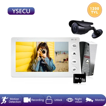 

YSECU 7 Inch 1200TVL Video Intercom Door Phone With CCTV Camera Motion Detection Recording for Home Security