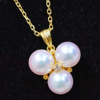 

18K Yellow Gold Au750 Real Diamond Women Pendant Necklaces Pearl Wedding Party Engagement Anniversary Necklaces Birthday VVS