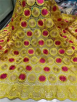 

High Quality Embroidery Cord Lace Latest African Guipure Lace Fabric with Stones for Party Dress NN823
