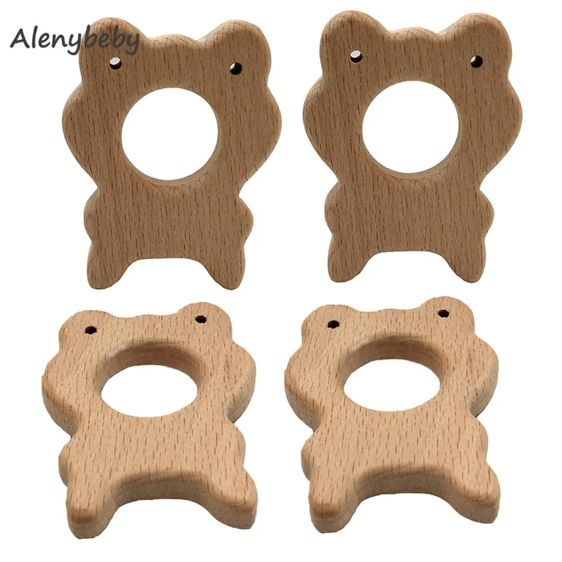 50pcs DIY Baby Teether Toys Organic Natural Beech Wooden Hand Cut Toy Baby Wooden Teether Gift Wooden Personalized Pendent