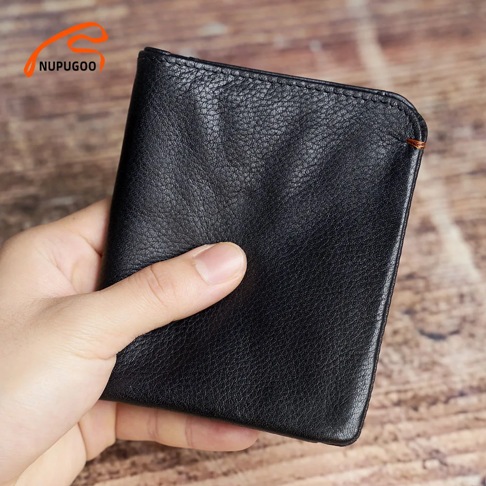Dünnen männer Geldbörse Aus Echtem Leder Lässig Kleine Geldbörse Kredit Visitenkarte Halter Brieftasche Bifold Mini Geld Tasche Geldbörse NUPUGOO