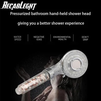 

Recableght Shower Set Three Model Pressurized Bathroom Hand-Held Shower Head With Switch On/Off Button Multi-Function Shower