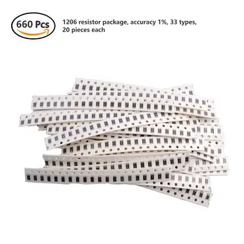 

1 set 1206 SMD Resistance Kit Assortment Kit 1ohm-1M ohm 1% 33 values x 20 pieces 660 Units Sample Kit