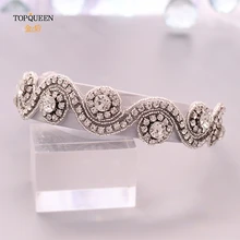 TOPQUEEN S10-FG, свадебные стразы, аксессуары для волос, свадебная тиара, головные уборы, серебряные стразы, повязка на голову, свадебные украшения для волос