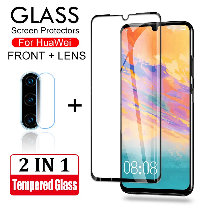 

2 in 1 Tempered Glass For Huawei P30 P20 Lite Pro Full Cover Camera Screen Protective Glass For Huawei Mate 20 Lite Glass Film