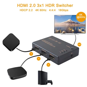 

HDMI Switcher 4k 60hz Hdmi Splitter With 3 Input Ports And 1 Output Port Portable 4k HDR switcher for TV computer HDMI Switcher