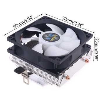 

2020 New Silent CPU Cooler LGA/2011/115X/775 3 Pin PC Cooling Radiator 2 Copper Tubes LED