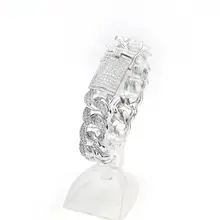 20 мм Широкий хип-хоп AAA+ кубический цирконий Bling Iced Out круглый кубинский браслет-цепочка для мужчин рэппер ювелирные изделия золото серебро