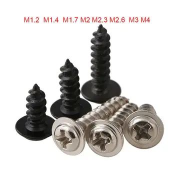 

M1.2-M4 Round Pan Head Phillips Self Tapping Screw With Pad Nickel /Black Zinc Plated Cross With Collar Padded Washer Small Bolt
