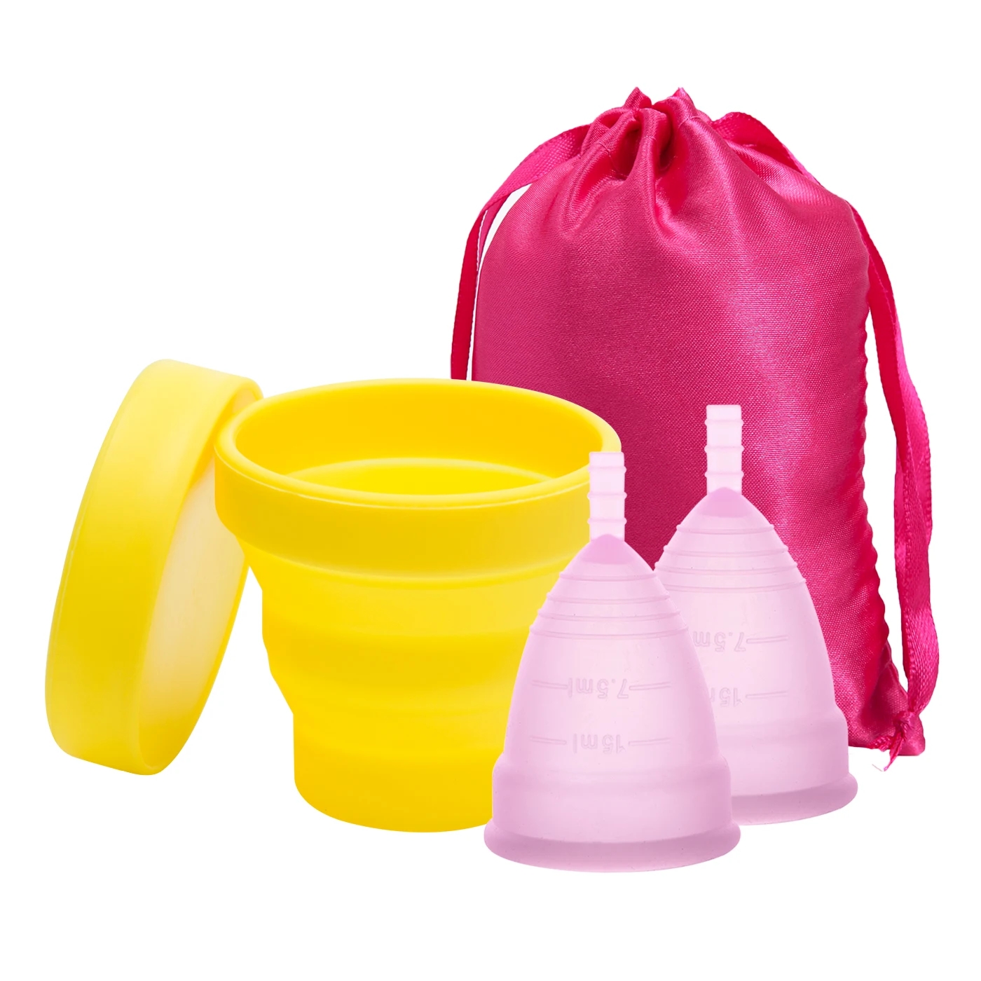 2cup-Pink-1SterYello Стерилизатор, медицинские силиконовые менструальные чашки, менструальные чашки, стерилизация женской гигиены, менструальные чашки для женщин, уход за леди - Цвет: 2cup-Pink-1SterYello