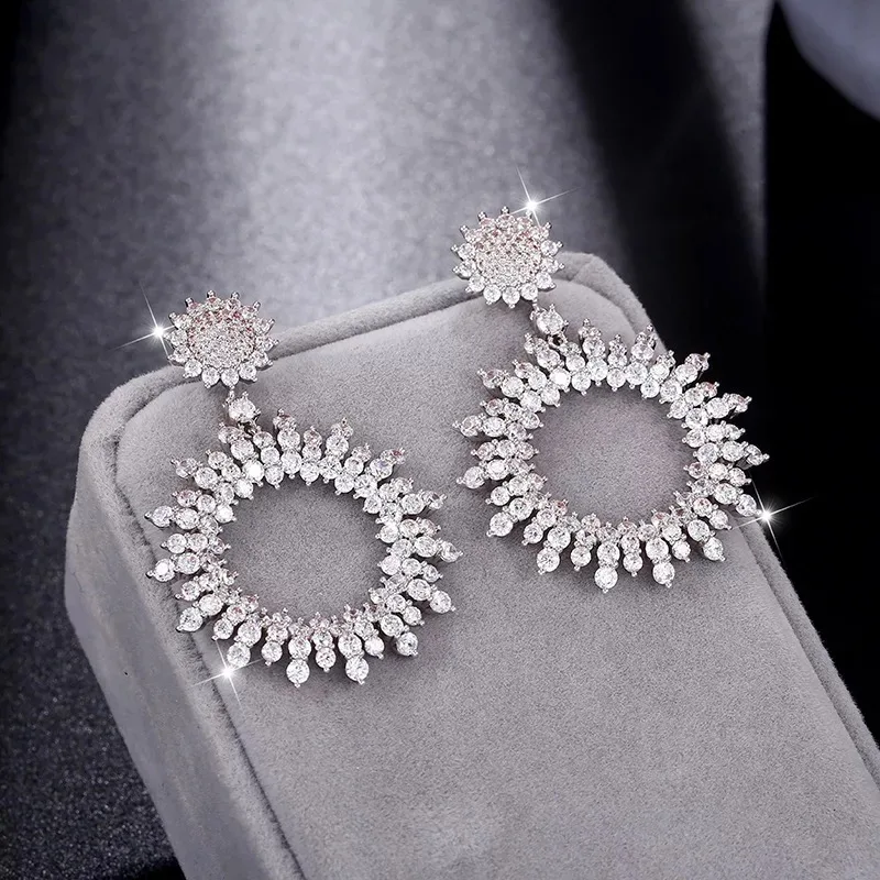 

EYER Luxury Fashion Women Multicolor Round Earrings Cubic Zirconia Crystal Cz Full Stone Pave Setting Pretty Jewelry For Wedding