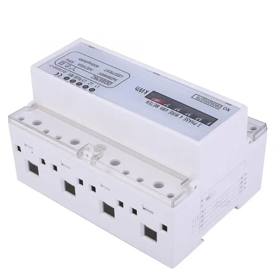 energy meter 3 Phase 4 Wire DIN Rail Energy Meter Wattmeter Electricity Pulse Counter digital wattmeter