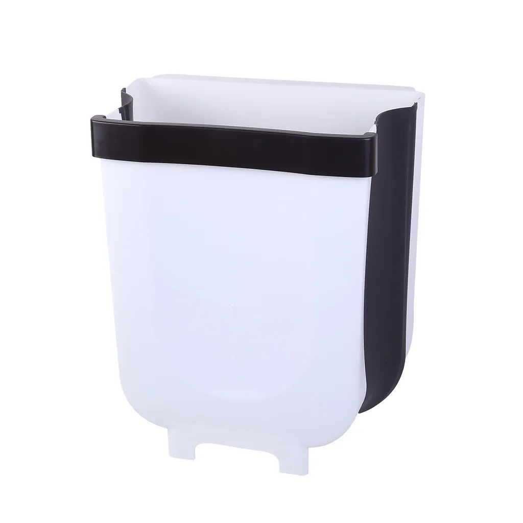 Folding Waste Bin Kitchen Cabinet Door Hanging Trash Bin Trash Can Wall Mounted Trashcan For Bathroom Toilet Waste Storage