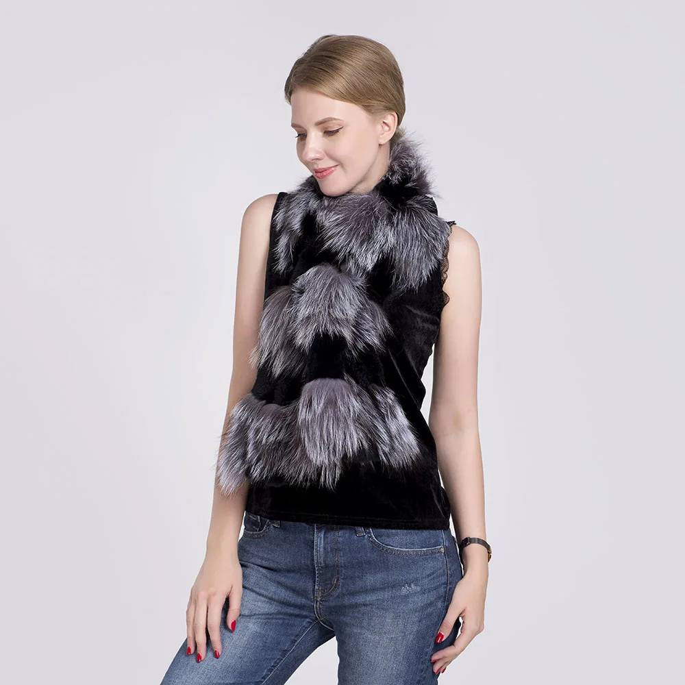natural fur scarf MS. Minshu натуральный Лисий мех шарф пэчворк с мехом кролика рекс 4 линии натуральный плюшевый мех шарф для женщин Зимний Шарф - Цвет: natural fur scarf