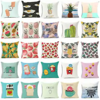

Creative Fruit Pineapple Cotton Linen Funny Pillow Case Sofa Waist Cushion Cover 18''for Home Office Sofa Seat Decor
