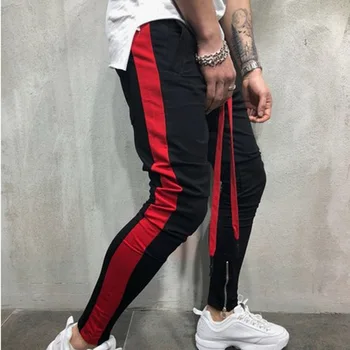 

Mens Casual Pants Streetwear Hip Hop Tight Trousers Men Side Stripe Jogger Skinny Track Pant Autumn Fitness Joggers Sweatpants