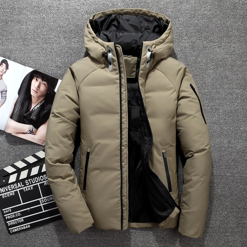 New Thick Down Coat Men Coat Winter Jacket Warm Thicken Hooded Overcoat Comfortable Male Solid Color Waterproof Windproof